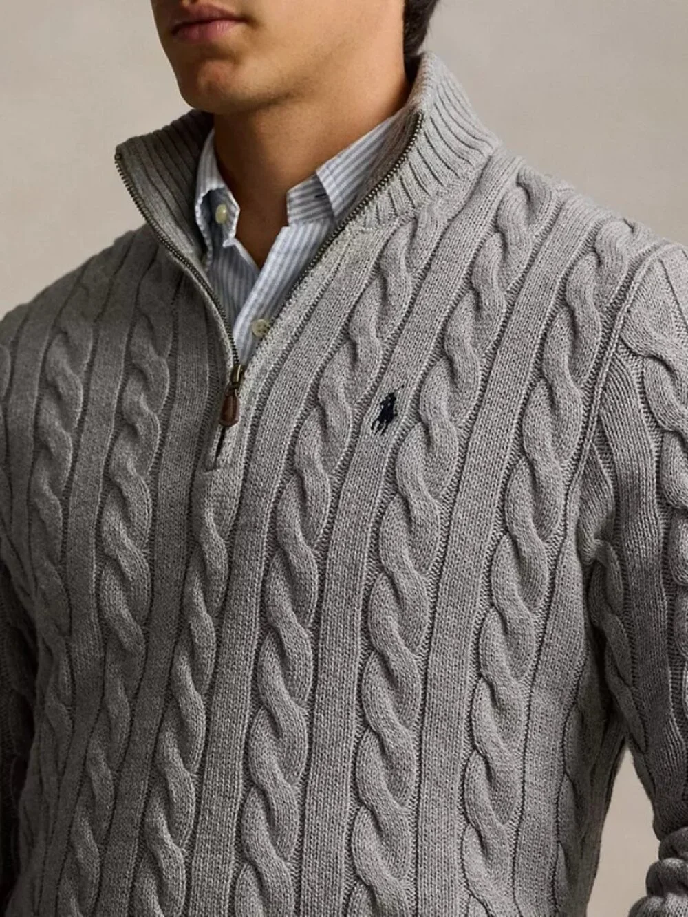 NWT Polo Ralph Lauren Cable-Knit Cotton Quarter-Zip Sweater